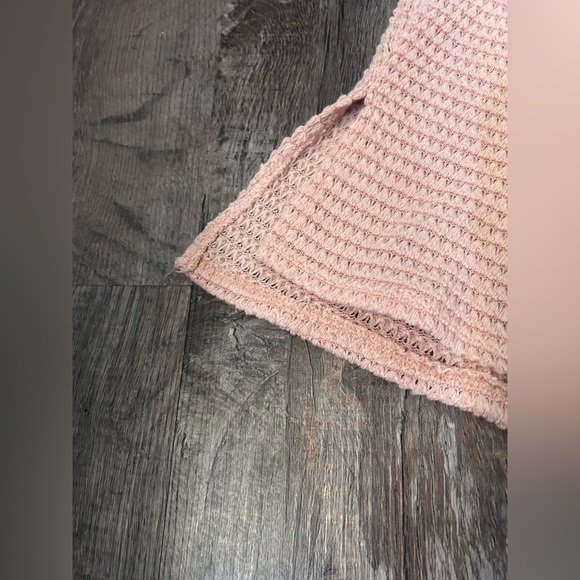 BiBi Waffle Knit Short Sleeve Blush Top L/XL - Picture 3 of 5